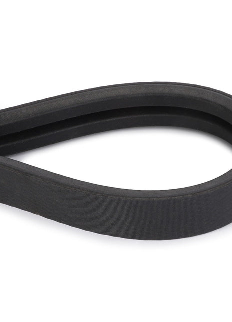 A close-up image of a black rubber drive belt, looped and slightly twisted, showcases the robust design of the AGCO Drive Belt, Beater (Acw0368450) for optimal performance without noise and slippage.