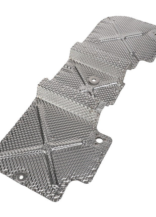 Introducing the AGCO Fender - Acp0583500 from the renowned brand AGCO: An automotive heat shield featuring a silver, perforated surface with multiple mounting holes, designed to protect components from high temperatures. No current product description available for this product.