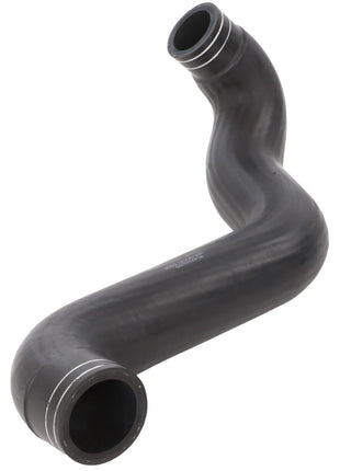 The AGCO | Hose - Acw9565090 is a curved black rubber hose featuring metal reinforcements on both ends. No current product description information is available.