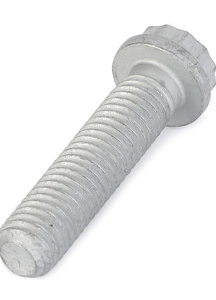 A close-up of the AGCO Washer Head Bolt - F716201710400, a silver, threaded metal bolt featuring a hexagonal head, is depicted. No current product description information is available.