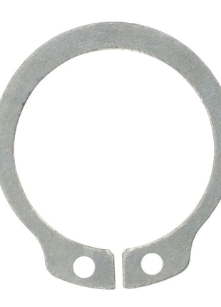 No current product description available for this image of the AGCO External Retaining Ring - 3006699X1, a metal circular retaining ring with two small holes at the ends.