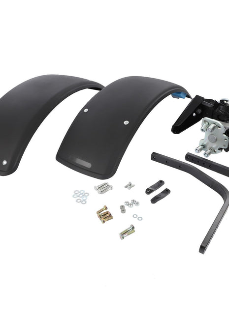 A set of AGCO front mudguards (Acw090174A), including mounting hardware and brackets, is laid out on a white background. No current product description information is available.