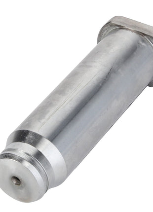 A metallic cylindrical pin with a flat rectangular head and a smaller cylindrical extension at the other end, placed on a white background. This meticulously crafted object is the AGCO Pin - Acp0499960 by AGCO, though no current product description is available.