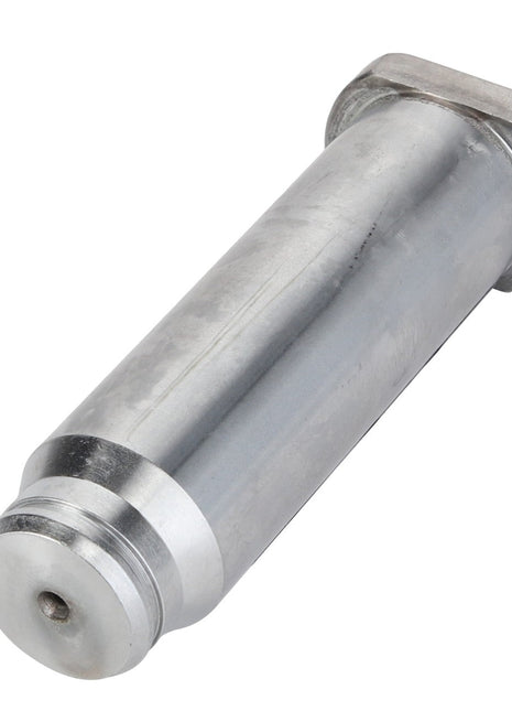 A metallic cylindrical pin with a flat rectangular head and a smaller cylindrical extension at the other end, placed on a white background. This meticulously crafted object is the AGCO Pin - Acp0499960 by AGCO, though no current product description is available.