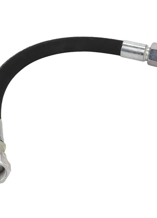 The AGCO | Hydraulic Hose - Acw2276040 is a curved black hydraulic hose featuring metal fittings on both ends. No current product description information is available.