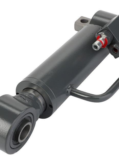 AGCO | Hydraulic Cylinder - Acx2728610 features a robust gray cylinder equipped with sturdy mounting brackets and a convenient handle.