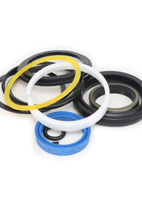 A collection of AGCO | SEAL - AL5036161, variously sized sealing rings and gaskets in black, white, yellow, and blue, arranged on a light background with no current product description information available.