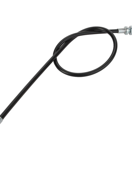 Introducing the AGCO | CABLE - AG137822, a robust black and silver mechanical cable from AGCO, designed with durable metal fittings at both ends—perfect for automotive or machinery applications.