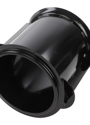 The AGCO Drum - Fel141621 is a black, cylindrical metal component with flanges on the sides, designed for industrial or mechanical use. Currently, there is no detailed product description available for this item.