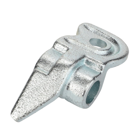 A metal object with a pointed, ridged end and a circular hole near the top, likely part of an AGCO device, specifically the AGCO Hinge - 4-1023-0251-0.
