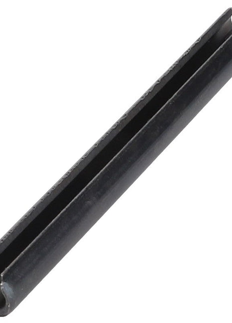 The AGCO Roll Pin - La14607970 is a cylindrical, greyish metal spring pin with a longitudinal slot running its entire length. This product currently lacks a detailed description.