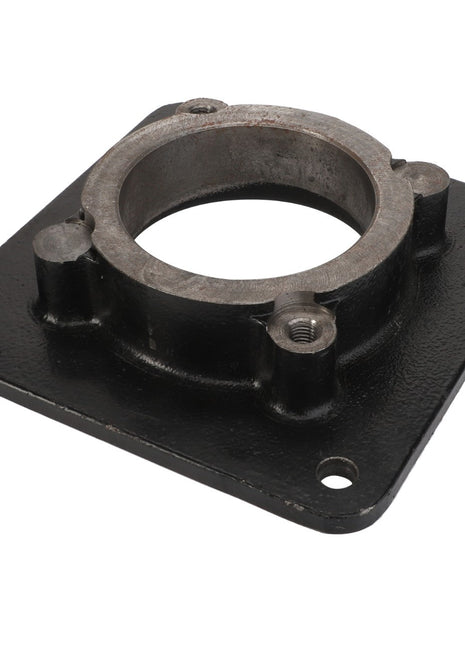 The AGCO BEARING CARRIER - ACY1500100 is a metal flange featuring a circular opening at the center and four bolt holes at the corners, designed for use in machinery or structural applications. No additional product description information is available at this time.