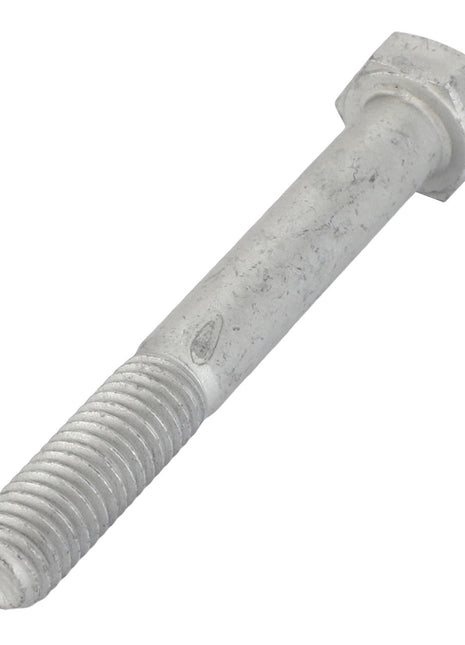 A close-up of the AGCO Hexagonal Bolt - Acw1059090, featuring a threaded shaft and hexagonal head, lying on a white background.