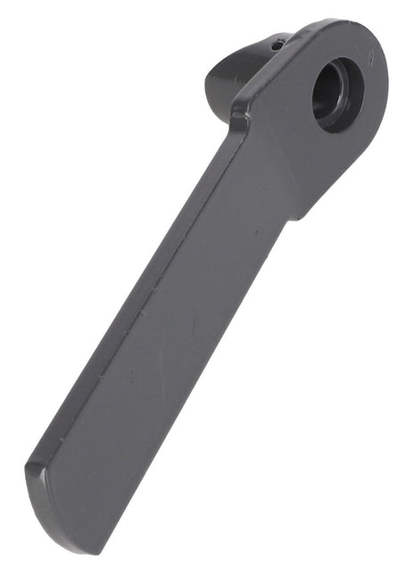 The AGCO Lever - Acx2719680 is a black, L-shaped metal lever featuring a hole at the top end. No additional product description information is available beyond this basic outline.