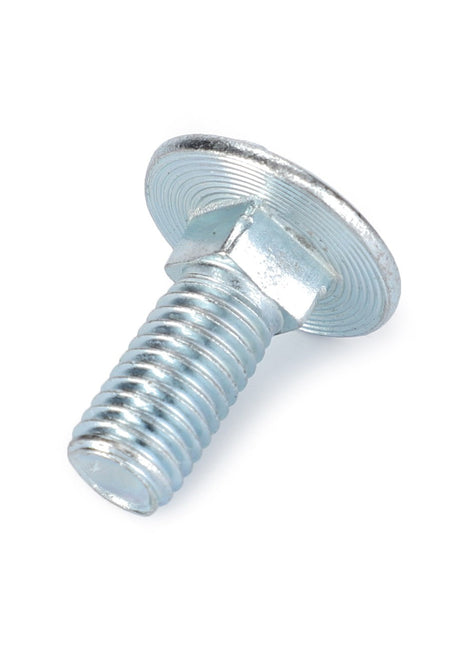 The AGCO Screw - 0903-10-71-00 is a metallic bolt with a flat, circular head and threaded shaft, positioned at an angle on a white background. This essential piece of hardware from the AGCO brand measures 35mm in length.