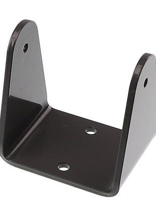 The AGCO | Strut Mount - Acx2717710 by AGCO is a black metal bracket featuring three holes on its flat base and one hole on each vertical side, designed for mounting or support. There is no current information available regarding additional variations.