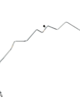 AGCO | Tube - Acw015163A: A metal automotive brake line by AGCO, featuring a rubber section and multiple bends, complete with connectors at both ends. No current product description available.