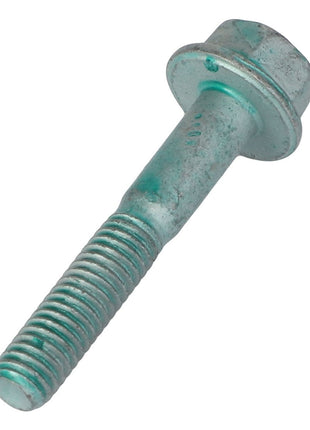A close-up image of the AGCO Hexagonal Head Bolt - Acp0584260 with a green hex head and a threaded shaft, shown against a white background. No current product description available for this product.