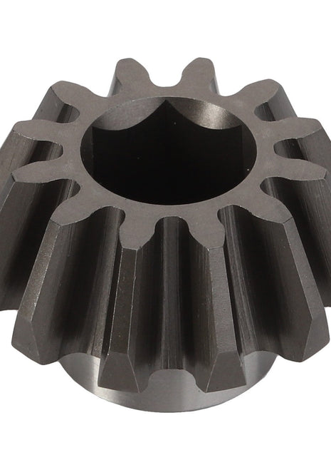 Close-up of a metallic gear with twelve teeth and a hollow cylindrical center. The gear has a dark, matte finish, showcasing AGCO's Bevel Gear - Fel152231, known for its consistent quality and durability.