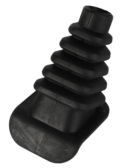 No description available for the AGCO black rubber accordion-style protective boot with multiple folds and a rectangular base, product code 0.010.5306.0.