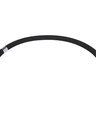 The AGCO | HYDRAULIC HOSE - AG133663, a black flexible hose with metallic fittings on both ends, is displayed in a curved shape against a white background. No current product description information is available.