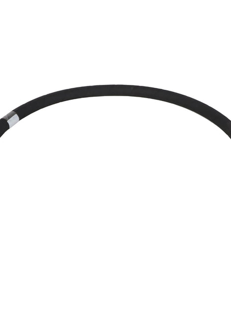 The AGCO | HYDRAULIC HOSE - AG133663, a black flexible hose with metallic fittings on both ends, is displayed in a curved shape against a white background. No current product description information is available.