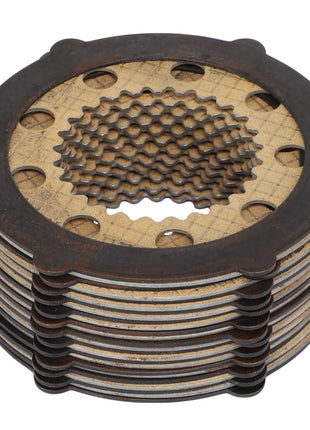 A set of fins from AGCO, identified by part number F835300020810, featuring a circular arrangement of metal and composite clutch plates with textured surfaces and a central hole.