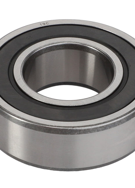 A close-up of the AGCO | Ball Bearing - La28042340, featuring an inner and outer ring expertly designed to reduce rotational friction in machinery. This essential AGCO component efficiently handles both radial and axial loads.