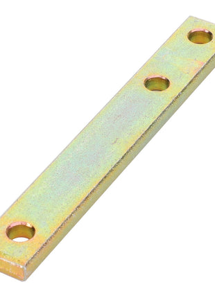 The AGCO | LEVER - D28786794, a flat metal strip featuring three evenly spaced holes—two at the ends and one in the center—is designed to offer versatile functionality for various applications.