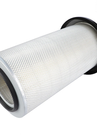 The AGCO | Engine Air Filter - V836331743 is a cylindrical air filter featuring a metal mesh exterior and rubberized rings at both ends, designed for use in machinery or vehicles to enhance filtration efficiency and prolong service life.