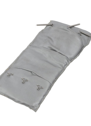 The AGCO Insulation - Acx264224A is an insulated, rectangular heat wrap equipped with metal rods and fasteners, specifically designed for covering and protecting equipment. No additional product description information is currently available.