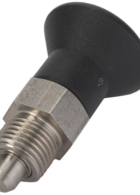 Close-up of the AGCO Finger - Acw016298A, featuring a threaded metal bolt with a black plastic knurled knob on one end.