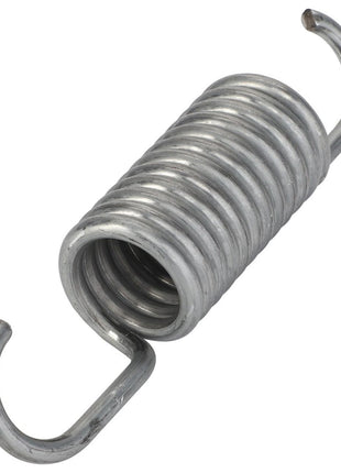 A close-up image of the AGCO Spring - Acw0400300, a metal compression spring with hooked ends designed for various mechanical applications, including use in Massey Ferguson models.