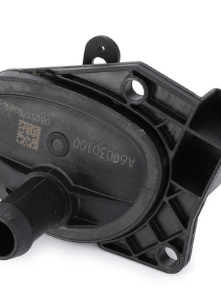 A black plastic automotive component from AGCO, named "AGCO | Cock - Acw1681250," featuring a cylindrical protrusion, several mounting points, a QR code, and labeled with the code 4003070100. Please note that no additional product description information is available at this time.