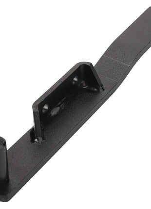 AGCO LEFT HAND ARM - D28485462 is a black metal bracket featuring a cylindrical peg and rectangular support, for which no current product description information is available.