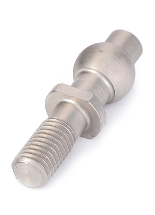 An AGCO | PIN - V30501920 metal ball stud bolt with a threaded rod, hexagonal flange, and spherical head lies on a white background.