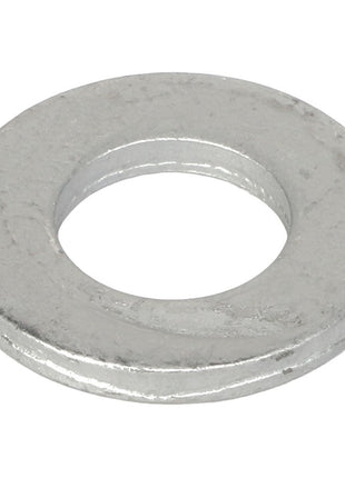 A shining AGCO silver metallic flat washer, model CH8T-4122, featuring a circular hole in the center is displayed against a clean white background.