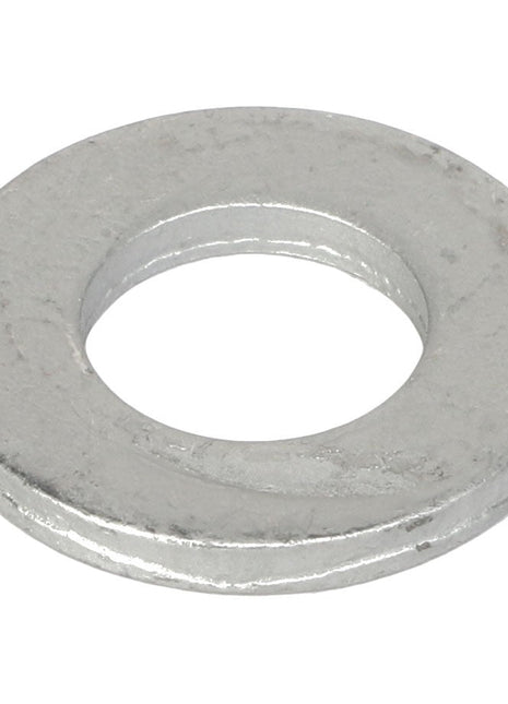A shining AGCO silver metallic flat washer, model CH8T-4122, featuring a circular hole in the center is displayed against a clean white background.