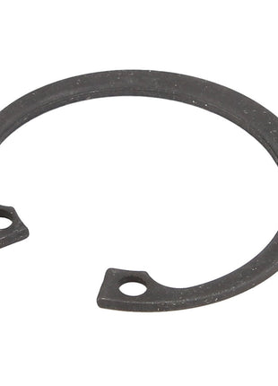 Close-up image of an AGCO Lock Washer (Acp0357500) in black, featuring a circular shape with two flat ends and small holes for seamless installation.