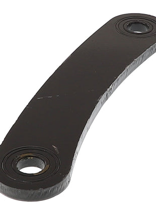 The AGCO | Finger Link - Acx2429950 is a black, slightly curved metal component with a hole at each end, designed for connecting parts in a mechanical assembly.