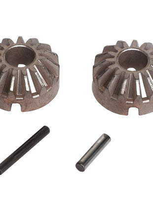 Two AGCO bevel gears, model AG719740, accompanied by four shafts/pins, are displayed on a plain white background. No current product description is provided.