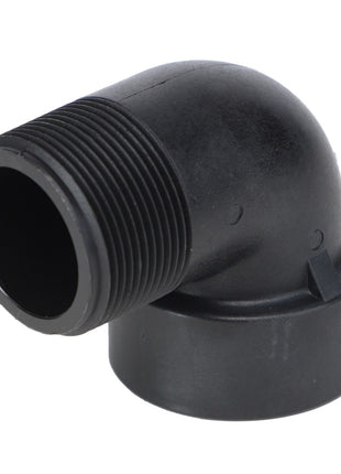 The AGCO Street Elbow - Ag050688 is a black plastic elbow pipe fitting, featuring one threaded end and one smooth end. No additional product description available for this item.