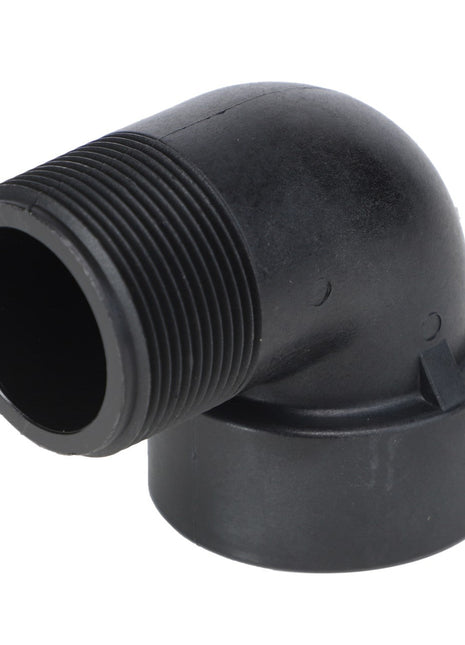 The AGCO Street Elbow - Ag050688 is a black plastic elbow pipe fitting, featuring one threaded end and one smooth end. No additional product description available for this item.