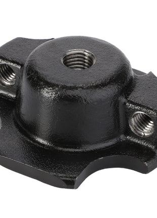 AGCO | Locator - Acw0152150 is a black metal round base, featuring three threaded holes and a central threaded opening, designed for mounting or attaching purposes. No current product description available.