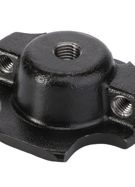 AGCO | Locator - Acw0152150 is a black metal round base, featuring three threaded holes and a central threaded opening, designed for mounting or attaching purposes. No current product description available.
