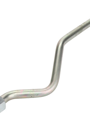 Product Name: AGCO | Pipe - Acp0382770
Brand Name: AGCO

Description:
The AGCO Pipe - Acp0382770 is a metallic pipe designed with a 90-degree bend. It features a hexagonal bolt at one end and a cylindrical fitting at the other. No further product description is available beyond these details.