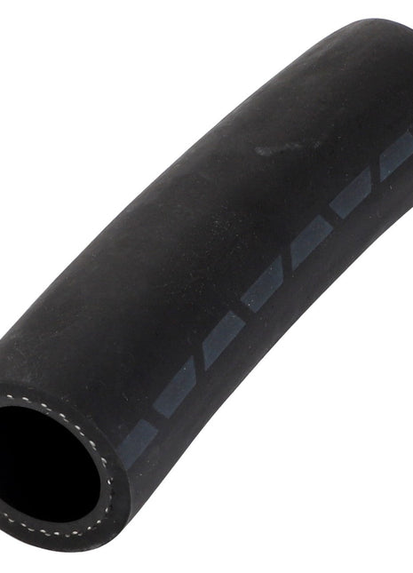 A black, cylindrical rubber hose with a slight curve and printed markings on its surface; product name AGCO | Hydraulic Hose - Acw3613890 by AGCO.