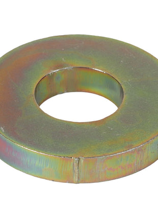 Introducing the AGCO | Washersher - Acx2416790, a metal washer featuring a hole in the center and a captivating rainbow-like surface finish.