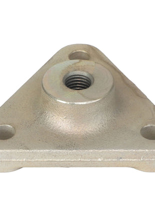 The AGCO Pivot Mount - Acw1923720, a metal triangular bracket, features three mounting holes and a central threaded hole.