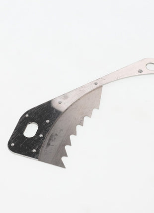 The AGCO | SELECTOR - ACM4100133 is a versatile metal tool featuring a jagged, serrated edge and a hole at each end, specifically designed for cutting or sawing. For product questions or ordering details, please contact support.